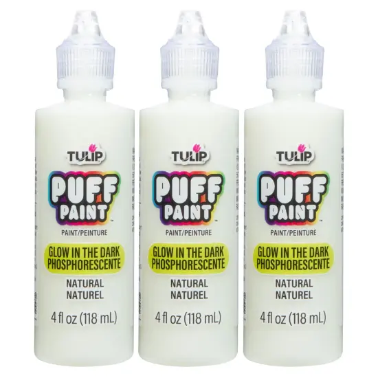 Tulip Puff Paint Glow Natural, Multi-Surface Craft Paint, 4 fl. oz. 3 Pack {1}