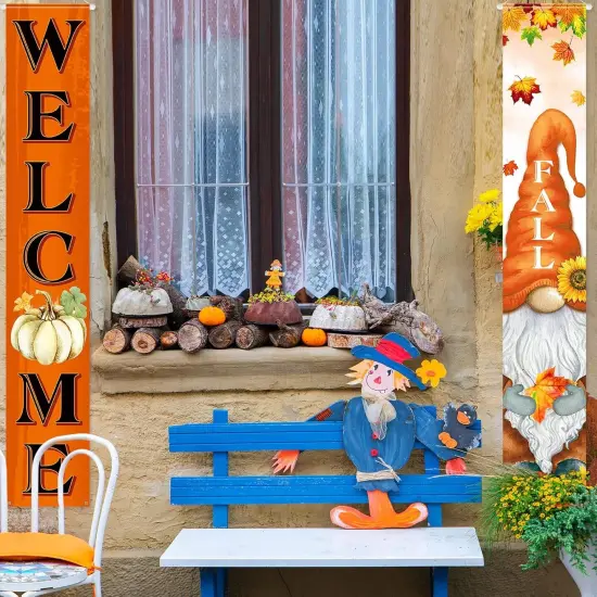Welcome Fall Porch Banners Autumn {3}