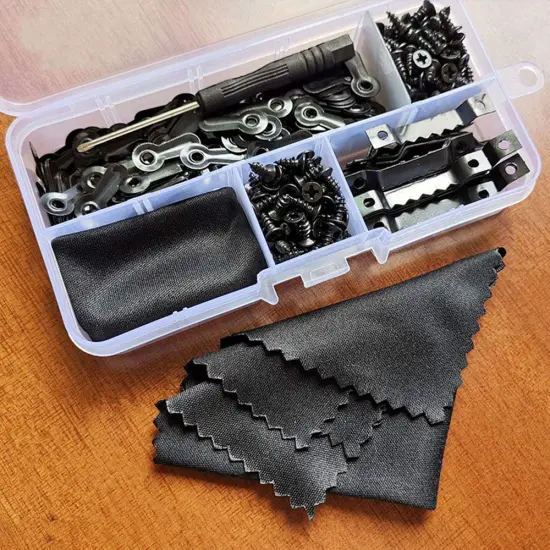 Amerlery 100 Pieces Frame Picture Turn Buttons and 25 Pieces Sawtooth Picture Frame Hanging Hangers Double Hole with 150 Pieces Screws for Hanging Pictures, Photos, Drawing {3}