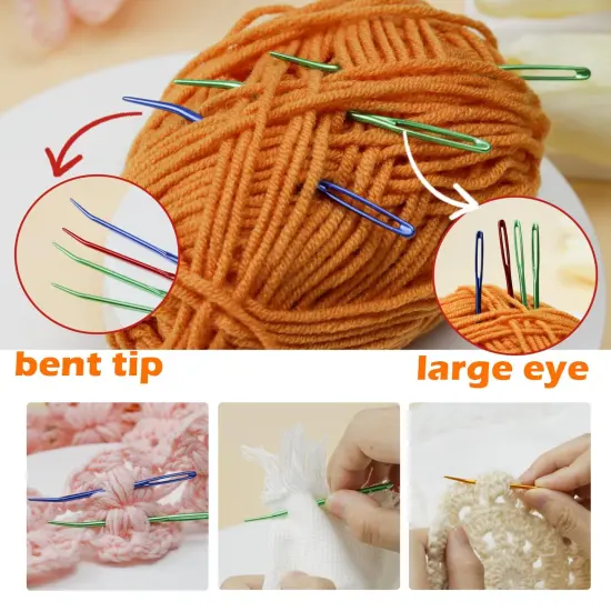 19 Pcs Yarn Needles Set, Assorted Yarn Needles Bent Tapestry Needle Weaving Needle Darning Needles Plastic Needles Large Eye Blunt Knitting Needles for Sewing Crochet 03 {4}