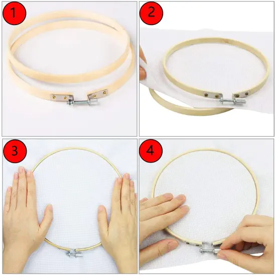 Cldamecy 12 Pieces 3 inch Embroidery Hoops,Round Bamboo Adjustable Circle Frame Cross Stitch Hoops for Christmas Ornament,Embroidery,Decoration,Art Craft and DIY Project {5}