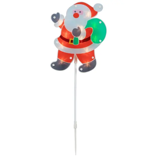 Northlight Lighted Holographic Santa Claus Outdoor Christmas Pathway Markers - 25" - Set of 3 Red {5}