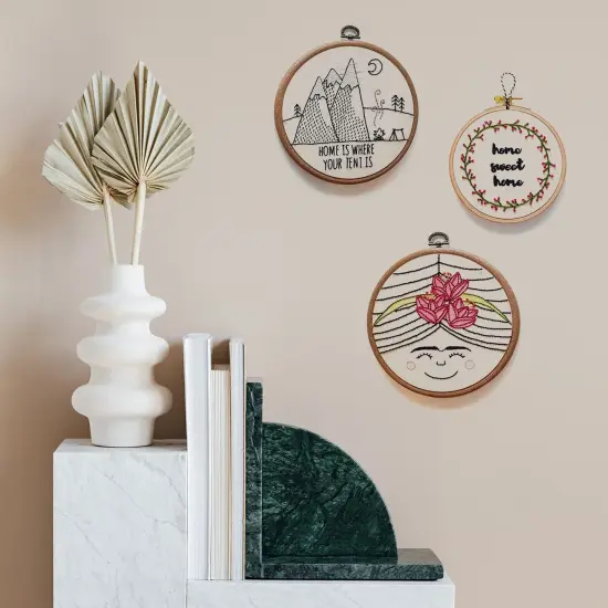 5 Pieces 8 Inch Embroidery Hoops Frame Round Imitated Wood Circle Cross Stitch Hoop Ring for Embroidery Art Craft Handy Sewing Decoration {3}