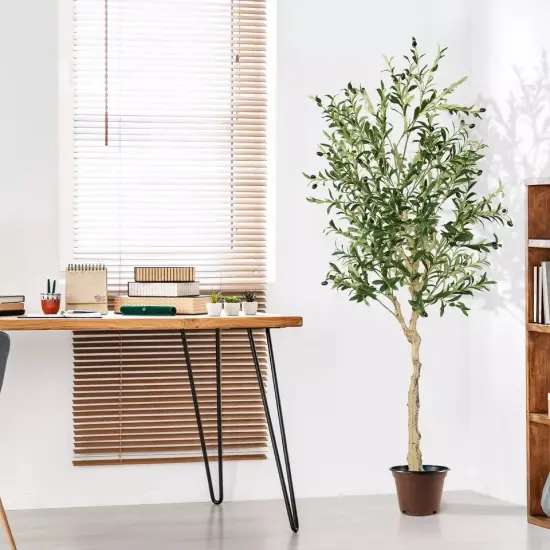 Artificial Olive Tree 6' Tall Faux Olive Plants for Indoor and Outdoor {3}