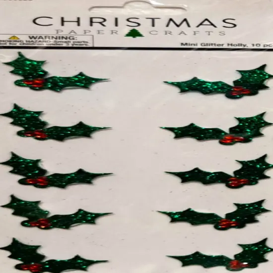 Christmas Paper Crafts Mini Glitter Holly Stickers {1}