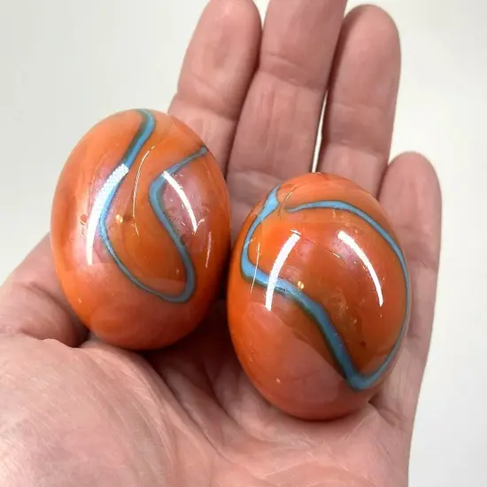 2 Mammoth 1 5/8" Valkyrie (Seahorse) Marbles Glass Massive 42mm Huge {3}