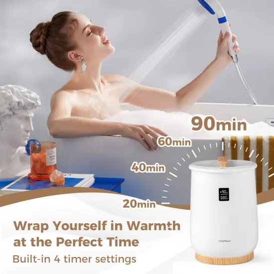 White 20L Towel Warmer Bucket with Timer, Safety Features, and Fragrance Holder {6}