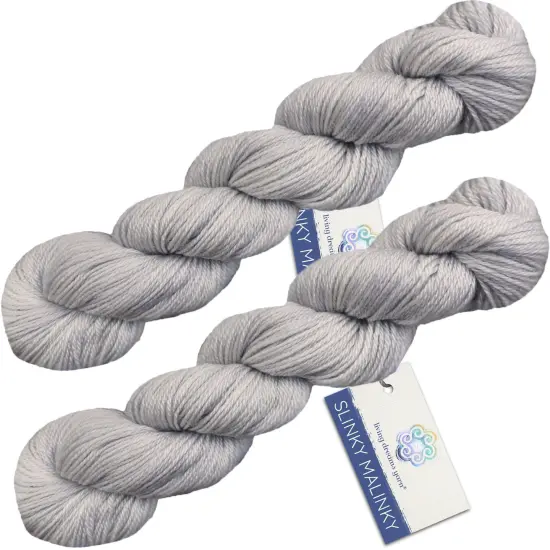 Slinky Malinky Superwash Merino Sock Yarn with Tencel - Silky & Strong. Pacific Northwest Hand Dyed. Fingering Weight #1. Silver 2 pack {1}