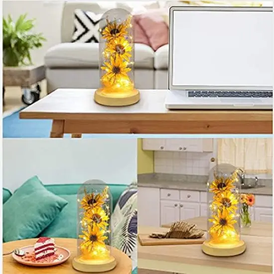 Sunflower in Glass Dome Gifts for Women Enchanted Flower with LED Light Enchanted Gift for Women on Christmas Valentine's Day Mother's Day Anniversary Birthday Thanksgiving {5}