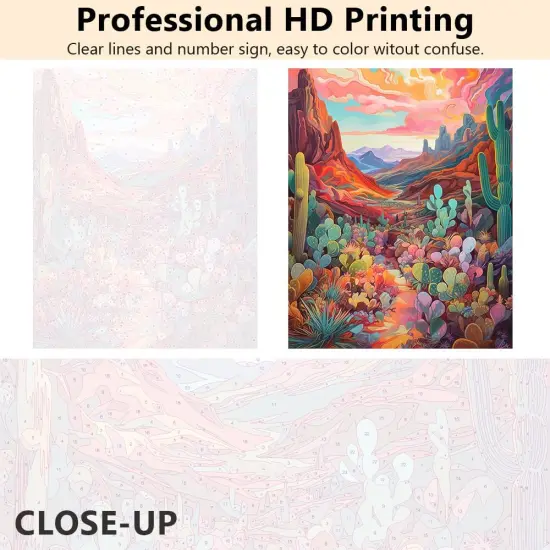 Scenery Paint by Number for Adults, Succulent Paint by Number Kits, Cactus Number Painting for Adults with Brushes and Pigment, Plant Painting for Wall Decor, 16x20 Inch {2}