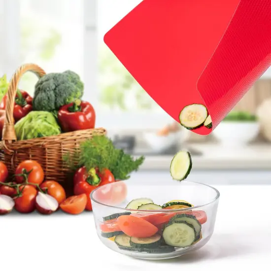 5 Pieces Flexible Plastic Cutting Board Mats with Food Icons, BPA Free Cutting Boards for Kitchen, Non Slip Cutting Mat for Meat and Vegetables (Red, Bright Yellow, Light Green, Purple, Lake Blue) {5}