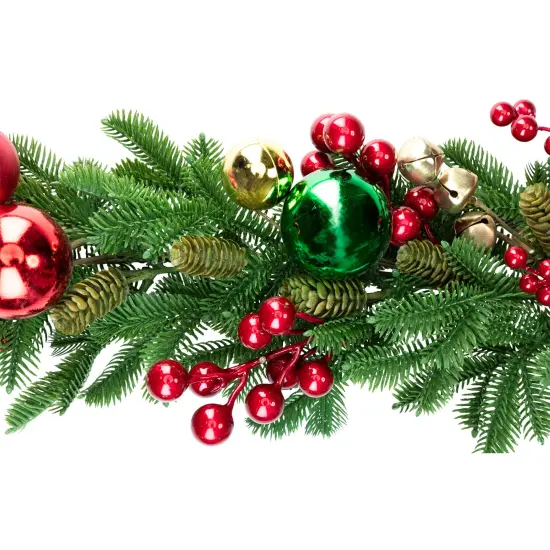 Northlight Pine with Ornaments and Berries Artificial Christmas Garland - 5' - Unlit Green {6}