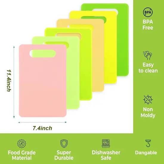 Kitchen Cutting Board Set of 6, Plastic Cutting Boards with Easy Grip Handle for Kitchen Cooking, Non Slip Cutting Mat Pad for Meat, Fruit, Vegetables, 12 Inch by 8 Inch {2}