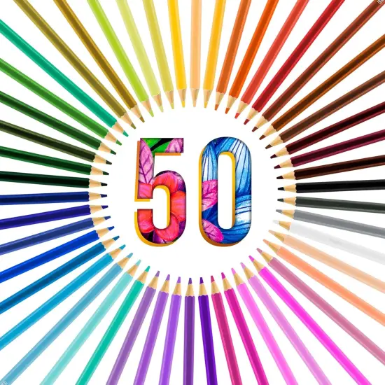 50 Piece Adult Coloring Book Artist Grade Colored Pencil Set -Vibrant Colors, Smooth Art Drawing, Sketching, Shading, Blending - Fun Activities for Students, Beginners, All Ages {3}