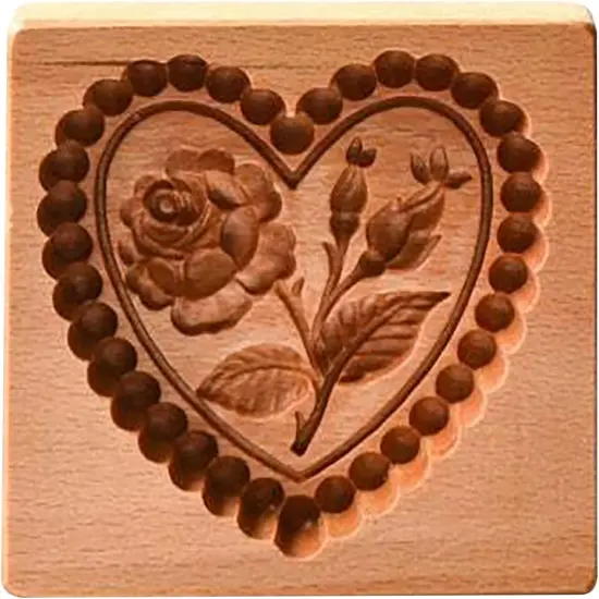 Wooden Cookie Biscuit Mold, 3D Baking Mold, Embossing Craft Decorating Baking Tool, Suitable for Halloween Thanksgiving Christmas Kitchen DIY (Love C 10 * 10 * 2) {5}