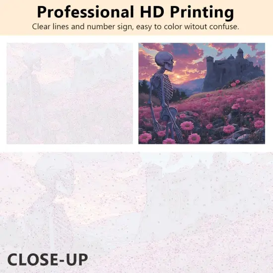 Abstract Paint by Number, Skeleton, Flowers and Castle Adults' Paint-by-Number Kits, Landscape Paint by Numbers for Adults DIY Oil Painting with Brushes and Pigment, 16x20 Inch {2}