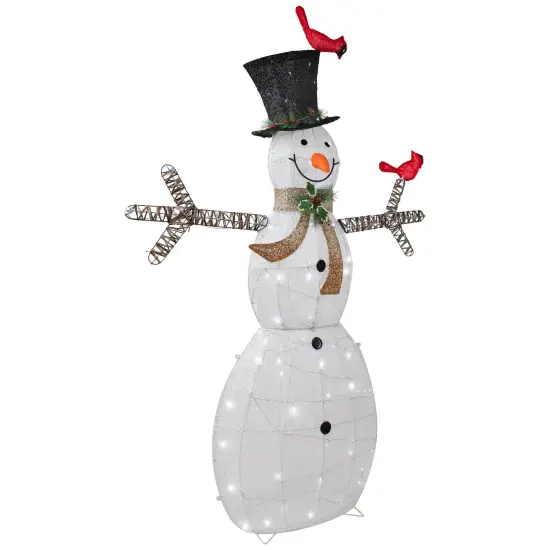 Northlight 72" LED Lighted Snowman with Top Hat Christmas Outdoor Decoration White {5}