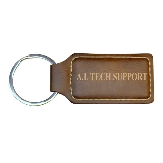 Keychain - Rectangle - A.I. Tech Support - Leather Pink/Black {5}