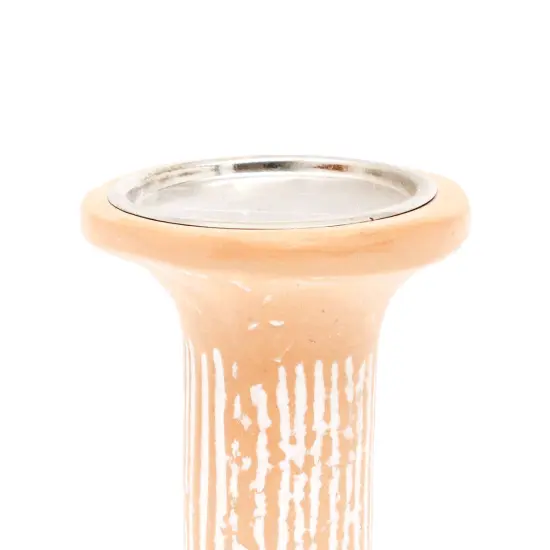 Brown EcoMix Pillar Tall Candle Holder &ndash; Sustainable Candle Stand for Elegant Lighting - 4 X 4 X 10" {4}