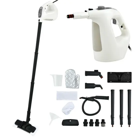 17 Pieces Multipurpose Pressurized Steam Cleaner with Transparent Water Tank Gray {1}