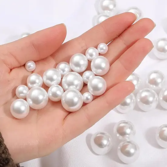 50PCS No Hole Pearls Vase Fillers, 20MM White Pearls for Craft No Holes, Faux Plastic Makeup Round Pearls Beads for Table Scatter, Wedding, Birthday, Home Decoration {3}