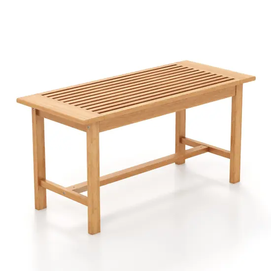 Natural Teak Wood Coffee Table with Slatted Top, Cross Structure and Outdoor Use {1}