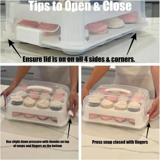 Cupcake Carrier, White Cupcake Holder Carries 24 Standard-Size Cupcakes, Muffin Traveler Two Tier Stand Reusable Cupcake Box {3}