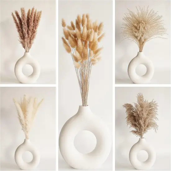 Natural Dried Pampas Grass Decor, 110 PCS Pampas Grass Contains White Bunny Tails Dried Flowers, Artificial Flowers for Bathroom Decor, Bathroom Wall Decor, Office Decor and Baby Shower Decorations {3}