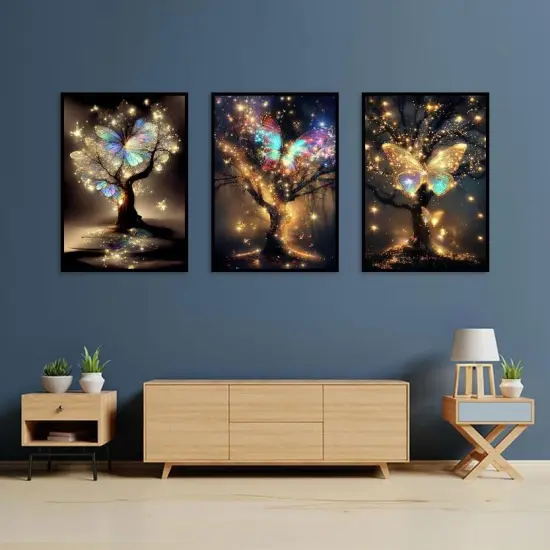 Diamond Painting Kits for Adults - 3 Pack Butterfly Tree 5D Diamond Art Kits Full Drill Diamond Dots Paintings with Diamonds Gem Art and Crafts Home Decor 12x16inch {2}