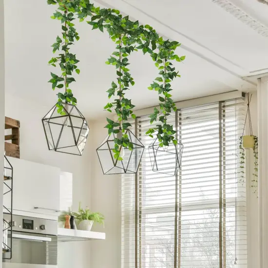 Artificial Vines Ivy Garland 3Pcs 6.3Ft Fake Green Leaves Ivy Garland Faux Hanging Plants Greenery Decor Artificial Vines for Home Outdoor Indoor Home Wall Garden Table Wedding Room Decor {3}