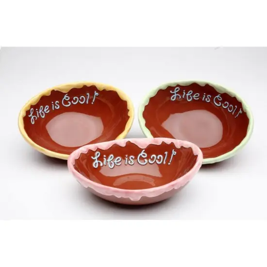 Ceramic Life Is Sweet - Ice Cream Bowl ( 3 Pcs Set ), Kitchen Decor, Cafe Decor {3}