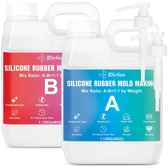 JDiction Silicone Mold Making Kit, Super Elastic Liquid Silicone for Mold Making with Pigment Paste, Fast Cure Flex Silicone Rubber for Casting Resin Molds and Detail Molds {1}