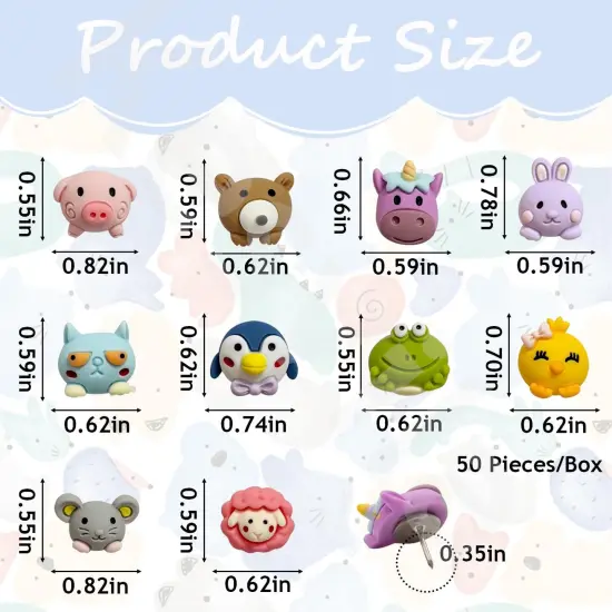 30 Pcs Animal Push Pins Decorative Push Pins Cute Animal Thumbtack for for Cork Board, Photo Wall, Map {2}