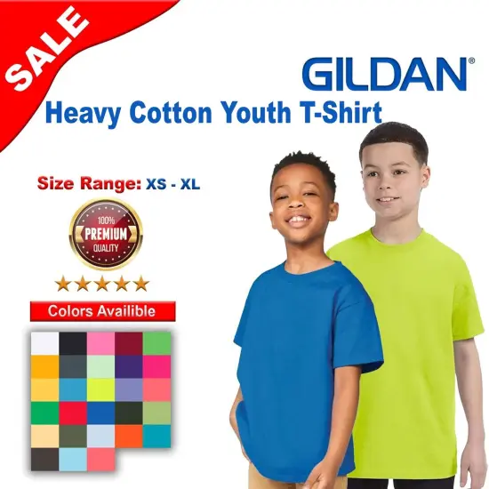 Gildan&reg; Heavy Cotton Youth Crew Neck Short Sleeve T-Shirt Indigo blue {2}