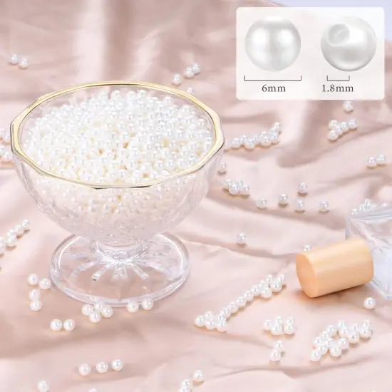 Pearl Beads for Jewelry Making 1300pcs 6mm Pearl Craft Beads with Hole Loose Fake Pearls Small Faux Pearls for Jewelry Making Bracelet Necklace DIY, Sewing Decor and Vase Filler {3}