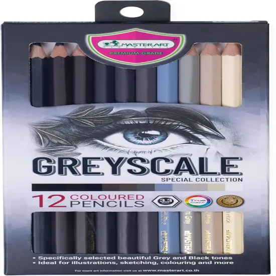 Greyscale Colored Pencils 12 Colors for Kids and Adults Coloring {1}
