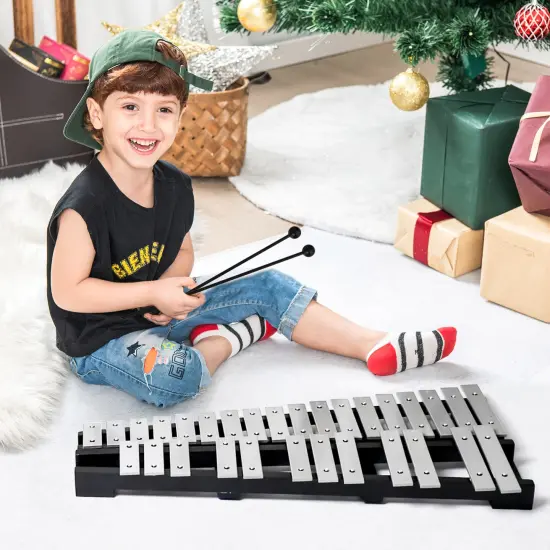 Adjustable Aluminum Percussion Glockenspiel Set with Stand, Mallets and Practice Pad {6}