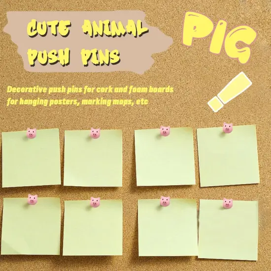 30 pcs Decorative Push Pins Pink Little Pig Resin Handmade Cute Thumbtack Paper Map Marker Picture Memo Note Drawing Pin Decorative Nail Cork Board Office Accessories（Pig） {3}