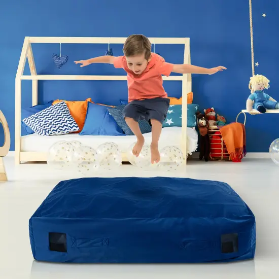 Soft Foam Sensory Crash Pad for Kids with Washable Velvet Cover Blue {6}