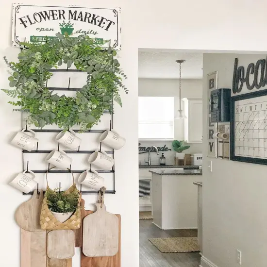 20in Eucalyptus Door Wreath Spring Greenery Wreath Artificial Hanging Foliage Wreath for Front Door Outside All Season Window Mantle Farmhouse Home Decor {2}