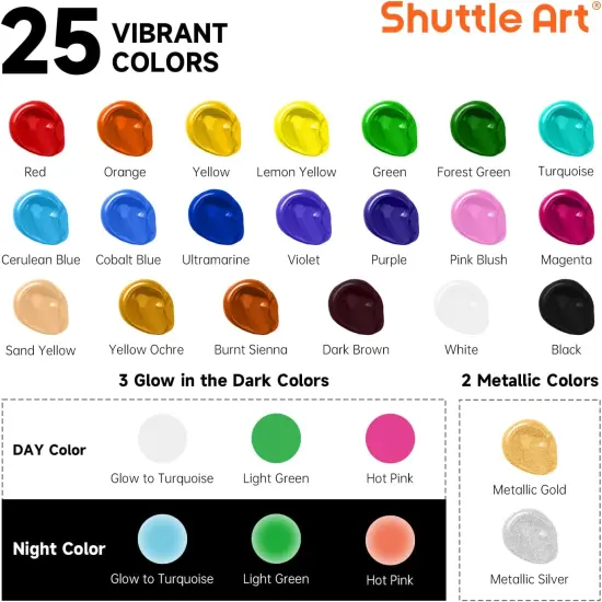 25 Colors Outdoor Acrylic Paint Set, 2oz/60ml Waterproof Acrylic Paint with 10 Brushes 1 Palette, Rich Pigmented Paints for Artists, Beginners on Rocks, Wood Crafts, Garden Statues {4}