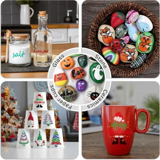 Orange Paint Markers, 12 Pack Oil-Based Waterproof Quick Dry Permanent Paint Pen Set for Rocks Painting, Wood, Fabric, Plastic, Canvas, Glass, Mugs, Metal, Tire, Stone, DIY Craft {2}