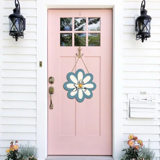 Hello Spring Wooden Sign Daisy Flower Front Door Hanging Welcome Signs Season Decoration Wreath for Indoor Outdoor Wall Porch Yard Home Decor {5}