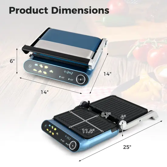 7-in-1 Electric Indoor Panini Press Grill &ndash; 1200W Contact Grill with Smart LED Display & Removable Plates {4}