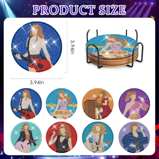 Diamond Art Painting Coasters Kits - 8 PCS Pop Star Diamond Painting Kits {2}