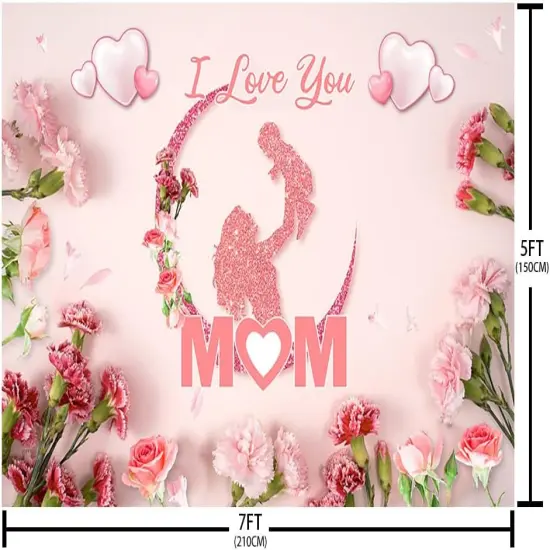 7x5ft Happy Mother's Day Backdrop I Love You Mom {5}