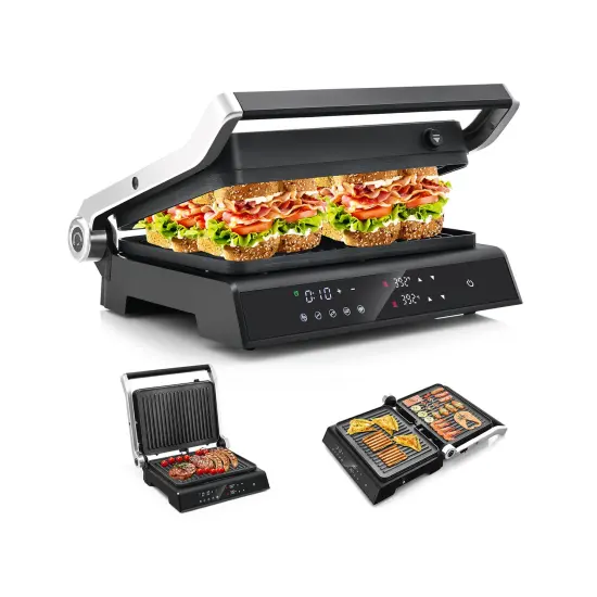 3-in-1 Electric Panini Press Grill with LED Touch & Auto Modes {1}