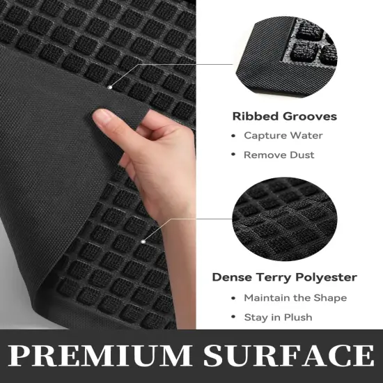 Front Door Mat Outside Entrance Doormat-Outdoor Indoor Door Mat for Entryway-Welcome Mat Thick Durable Rubber Backed Door Entry Mat Non Slip Dirt Trapper Absorbent-Black 17&rdquo;x30&rdquo; {3}