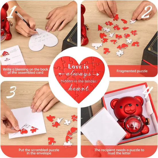 Cute Teddy Bear with Preserved Rose - A Real Rose Flower in Bear with Elegant Gift Box - Romantic Gift for Her in Mother's Day, Weddings, Anniversaries, and Bridal Showers {3}