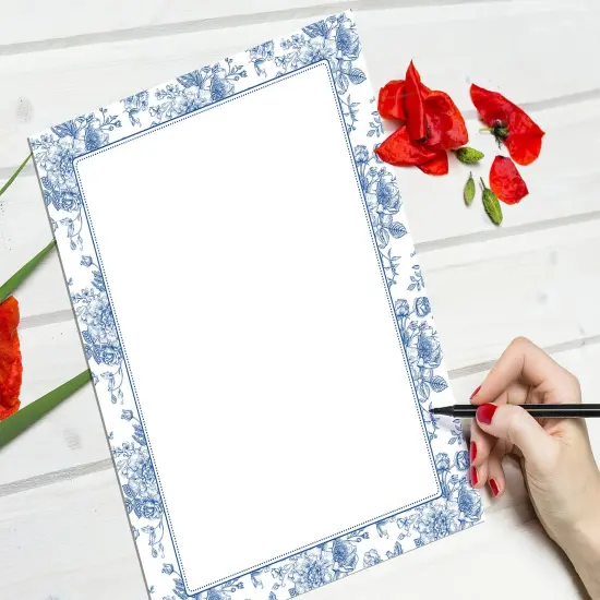 Great Papers! Blue Toile Floral Letterhead, for Invitations, Announcements and Personal Messages, Printer Friendly 8.5&rdquo;x11&rdquo;, 50 Pack {3}